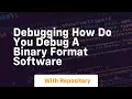 debugging how do you debug a binary format software