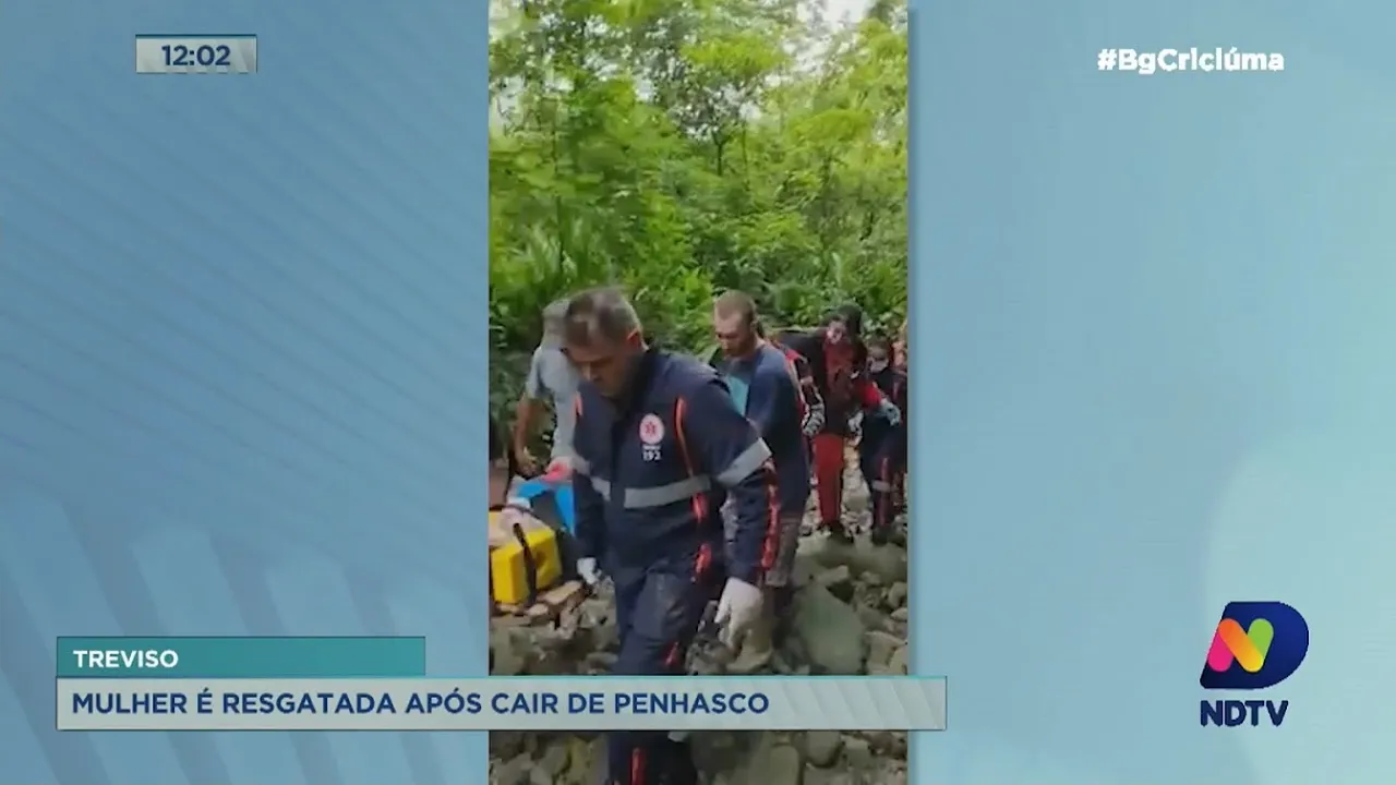Mulher é resgatada após cair de penhasco em Treviso