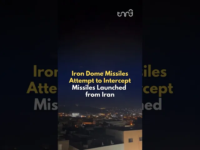 ⁣The Iron Dome system tries to intercept missiles fired from Iran towards occupied Palestine. #news