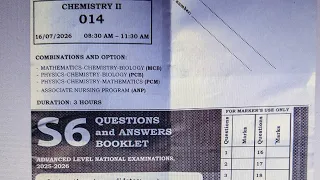 NESA S6 Chemistry II Advanced Level National Exam 2025-2026 Full Paper Breakdown