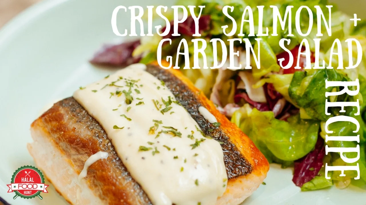 Crispy Salmon with Garden Salad Recipe