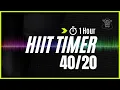 1 Hour Interval timer with Energetic Music For Advanced workouts - 40 sec work 20 sec rest Mix 80