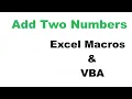 Add Two Numbers in Excel Macros VBA