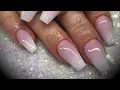 Acrylic nails - white shimmer ombre