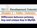 Difference between primary key and unique key in MySQL - MySQL Developer Tutorial