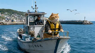 This Adorable Fat Ginger Cat Works as a Deep-Sea Fisherman in Japan to Afford a Helicopter🚁🐱