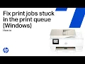 Fix print jobs stuck in the print queue in Windows for HP printers