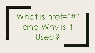 What is href and Why is it Used
