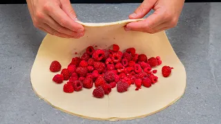 Raspberry puff pastry dessert. Better than a pastry shop