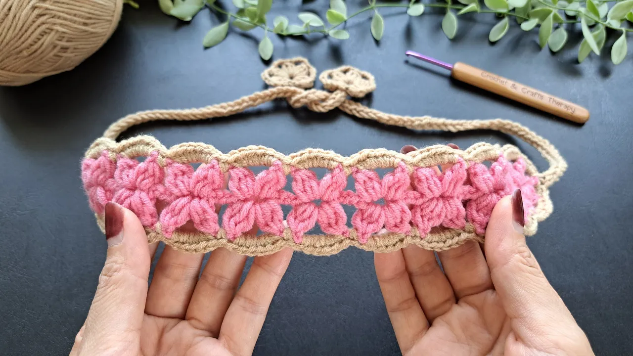 How to crochet flower headband. Easy tutorial for beginner.