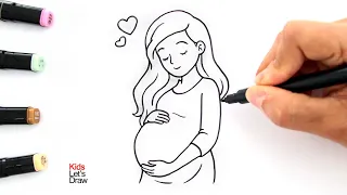 Cómo Dibujar una MUJER EMBARAZADA Fácil 🤰 | How to Draw a PREGNANT WOMAN Easy