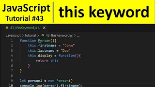 JavaScript Tutorial 43 - this keyword in JavaScript Programming For Beginners