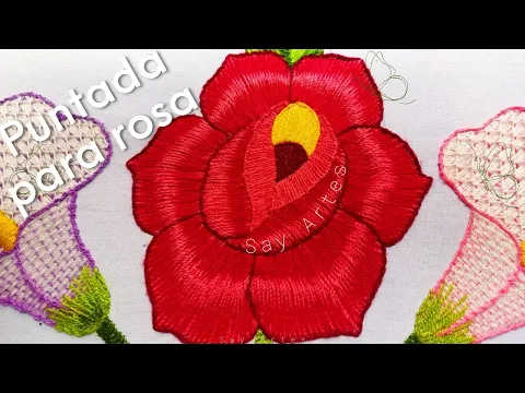 Download MP3 Puntada 147 para Rosas ¡¡ MUY FÁCIL y BONITA !! | Say Artes
