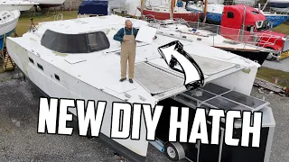 ⛵️ New hatches for our hurricane-damaged catamaran: design, mold, and finished part.  Ep 659