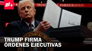 Momento en que Donald Trump firma Órdenes Ejecutivas en la Capital One Arena