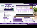 Vehicle Service Log Data Entry System in Excel