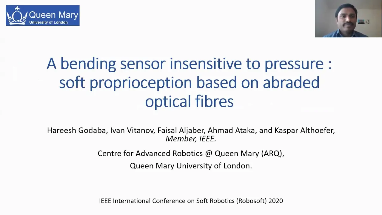 A bending sensor for soft body proprioception- Presented by Hareesh Godaba for Robosoft 2020