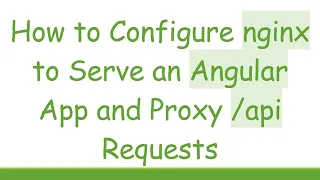 How to Configure nginx to Serve an Angular App and Proxy api Requests