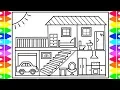 How to Draw a House for Kids House Drawing for Kids House Coloring Pages for Kids
