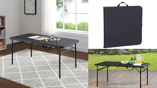 Mainstays 4 Fold-in-Half Adjustable Table Easy Storage Transportation 3 Height Adjustments