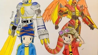Digimon 4 Speed Drawing - Colored Pencils