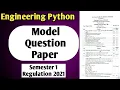 Engineering Semester 1 Python and problem solving Model Question paper Regulation 2021 Vincent Maths