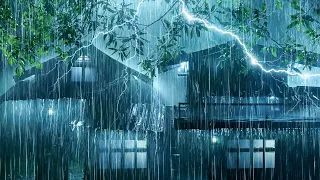 End Stress & Drift Off to Sleep | Torrential Rain on Metal Roof & Powerful Thunder on Stormy Night