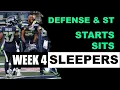 Stream Defenses Fantasy Football Week 4 Fantasy Football Defense Starts Sits and Sleepers