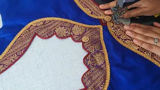 Paithani saree blouse back neck design || Blouse || cutting and stitching back neck blouse design
