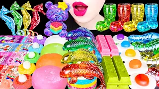 ASMR RAINBOW DESSERTS 무지개 신비한 오로라 곰돌이 장화음료 초밥젤리 AURORA TEDDY BEAR BOOTS DRINKS SUSHI JELLY MUKBANG