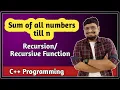 Sum of All Numbers till n using function Recursion and recursive function C Tutorial PART 48