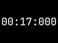 Countdown timer 17 seconds 00 17 000 - White on black with milliseconds