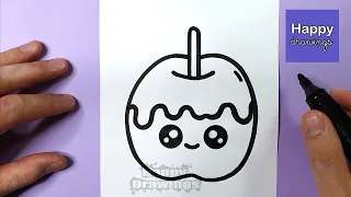 How to Draw a Candy Apple for Halloween | Easy Step by Step Drawing