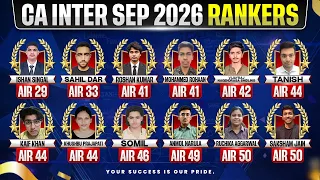 🎉 CA Inter Sep 2026 | AIR 29, 33, 41, 42, 44, 46, 49, 50 | Congratulations!🎉