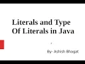 Java Tutorial 10 Literals in Java Part 1 with Example