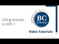 Citing Articles in APA 7