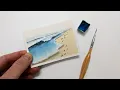 Loose watercolor beach scene for beginners How to paint ocean waves in watercolor painting EASY