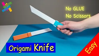 origami knife no glue no scissors how to fold paper knife diy how to make fold tutorial