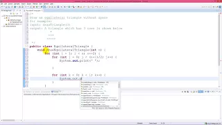Draw an equilateral triangle without space in Java console