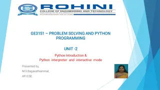 Python introduction python interpreter and interactive mode
