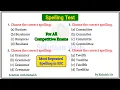 Spelling Test Quiz English Spelling practice Correct Spelling mcq Spelling test english grammar