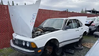Tour of Picknpull Rancho Cordova California Mercedes-Benz W140 W124 R129 W123 Tesla Cybertrucks