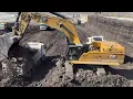 Caterpillar 395 Excavator Loads Overburden In 2 Passes - 4K