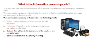Computer Science Lesson 8 The Information Processing Cycle