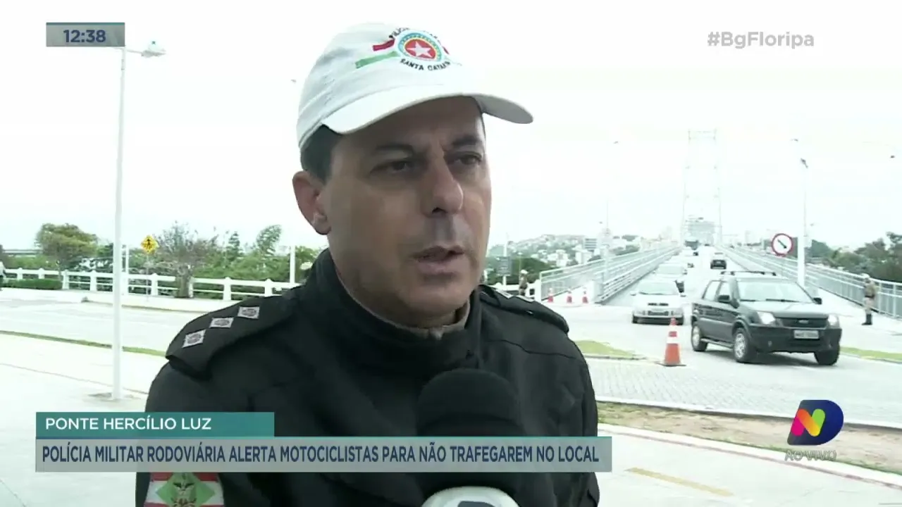 Ponte Hercílio Luz: Polícia Militar rodoviária alerta motociclistas para não trafegarem no local