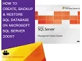 How to create backup and restore SQL database on MS SQL 2005