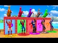 Download Lagu RED HORSE SPIDERMAN CROSSING FOUNTAIN ON RAINBOW SPIDERS BRIDGE AGAINST SHARKS RESCUE ANIMALS GAME
