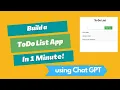 Build a To Do List website in 1 Minute using ChatGPT