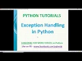 Python Tutorials Exception handling in python python exceptions python error handling