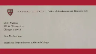 Harvard College rejection letter